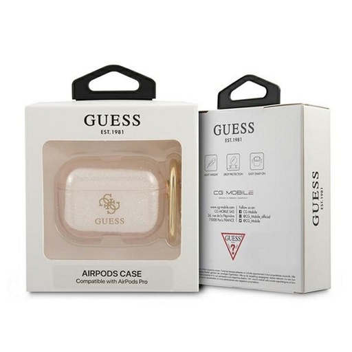 AirPods Pro Guess 4G TPU Glitter Hülle (Gold) - GUAPUCG4GD