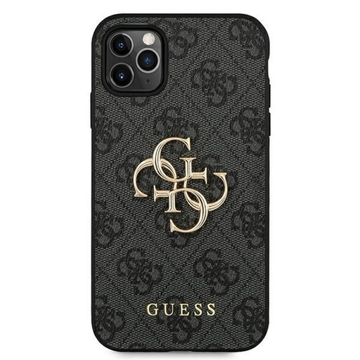 Apple iPhone 13 Pro Max Guess PU 4G Metal Logo Hülle (Grau) - GUHCP13X4GMGGR
