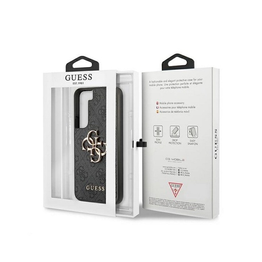 Samsung Galaxy S22 5G GUESS PU 4G Metal Logo Backcover (Grau - GUHCS22S4GMGGR)