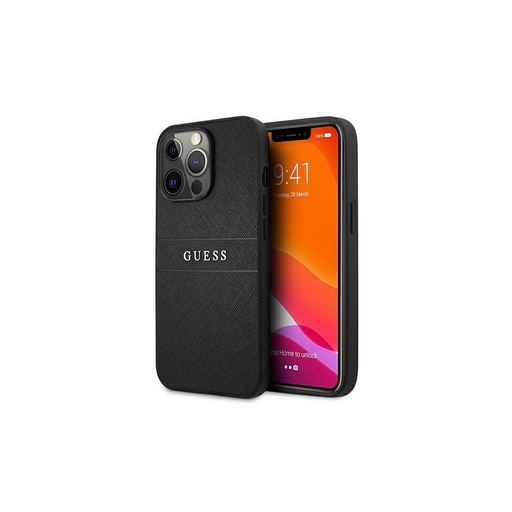 Apple iPhone 13 mini Guess PU Leather Saffiano Hülle (Schwarz) - GUHCP13SPSASBBK