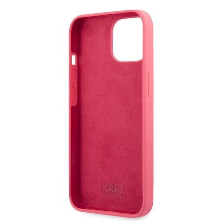 Apple iPhone 13 mini Karl Lagerfeld & Choupette flüssig Silikonhülle (Rot) – KLHCP13SSSKCP