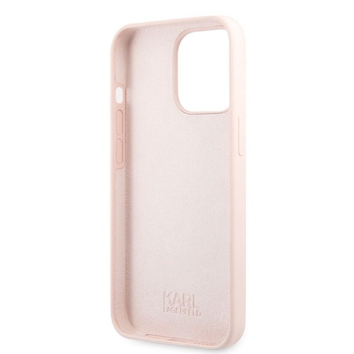 Apple iPhone 13 Karl Lagerfeld Liquid Silicone Karl Head Hülle (Hell rosa) – KLHCP13MSLKHLP