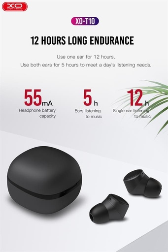 XO T10 doppelt Bluetooth Kopfhörer (Schwarz)