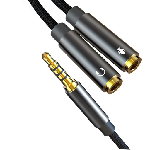 XO NB-R197 2 az 1-ben 3,5 mm-es jack adapter – mikrofon + hangkimenet (Schwarz)