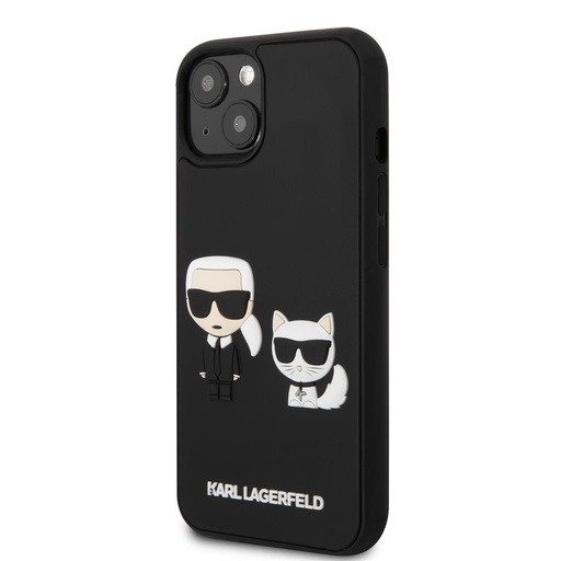 Apple iPhone 13 Karl Lagerfeld & Choupette 3D Hülle (Schwarz) – KLHCP13M3DRKCK