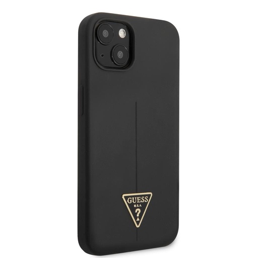 Apple iPhone 13 mini Guess Silicone Line Triangle Hülle (Schwarz) - GUHCP13SSLTGK