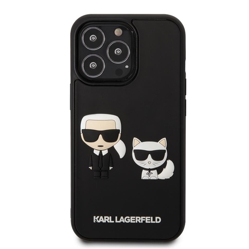Apple iPhone 13 Pro Karl Lagerfeld & Choupette 3D Hülle (Schwarz) – KLHCP13L3DRKCK