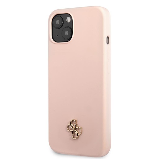 Apple iPhone 13 mini Guess 4G Silicone Metal Logo Hülle (Rosa) - GUHCP13SS4LP