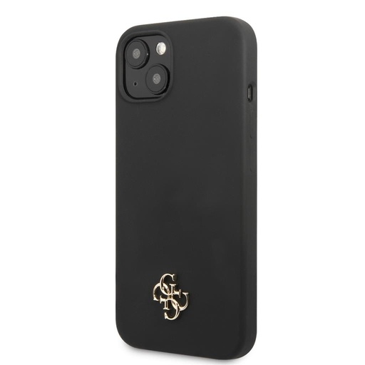 Apple iPhone 13 mini Guess 4G Silicone Metal Logo Hülle (Schwarz) - GUHCP13SS4LK