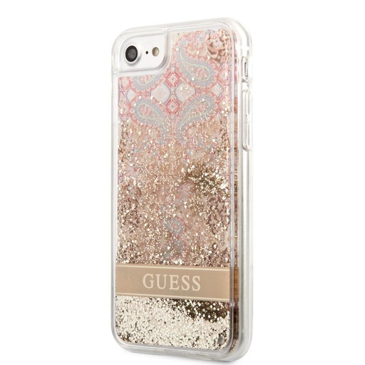 Apple iPhone 7/8/SE 2020/2022 Guess Liquid Glitter Paisley Hülle (Gold) - GUHCI8LFLSD