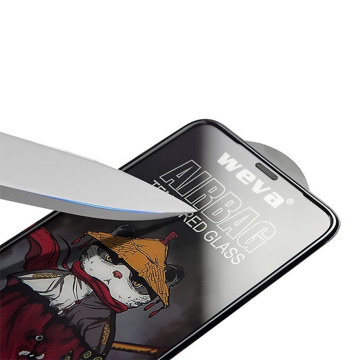 Apple iPhone 12 Pro Max (6.7) Weva airbag Premium Panzerglas, transparent (schwarz mit Rahmen)