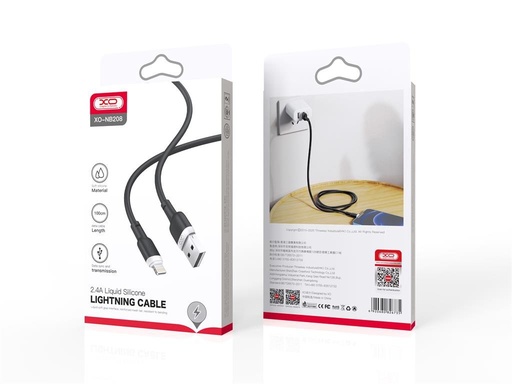 XO NB208 Lightning Datenkabel (Schwarz) – weich Silikon Abdeckung