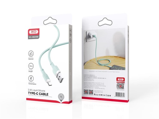 XO NB208 USB-C Datenkabel (Grün) – weich Silikon Abdeckung