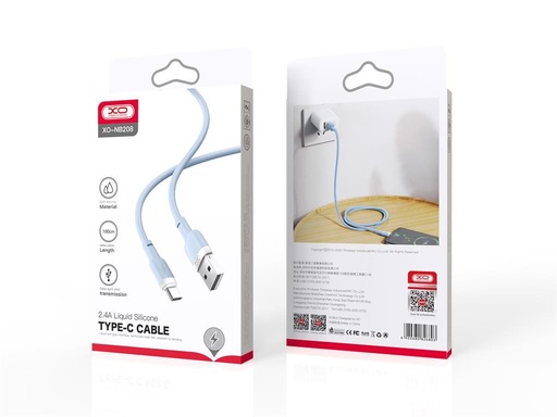 XO NB208 USB-C Datenkabel (Blau) – weich Silikon Abdeckung