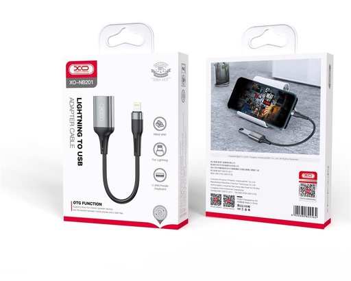 XO NB201 lightning adapter Lightning-USB-A Adapter, 150mm-es mit Kabellänge, schwarz