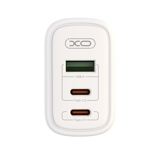 XO CE04 Schnellladegerät max. 65W (Weiß) – USB-C PD + USB-A QC, micro USB mit Kabel
