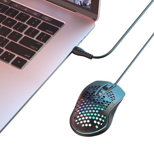 XO M4 kabelgebunden Maus (Schwarz) – USB Anschluss, RGB, honeycomb Design, gamer Ausführung