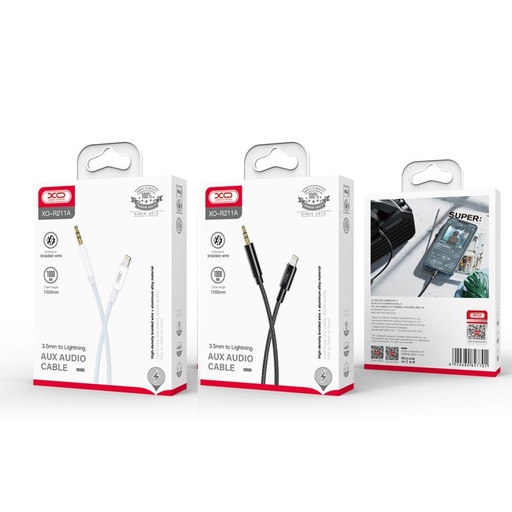 XO NB-R211A Lightning–3.5 mm audio Kabel (Weiß–Blau)