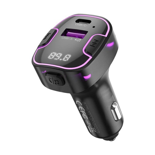 XO BCC12 Auto- Ladegerät und FM transmitter 1xUSB-A und 1xUSB-C mit Anschluss 3.1A Leistung schwarz