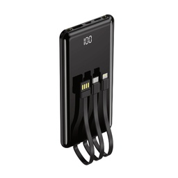 Setty PB-WK-101 power bank mit Kabel (microUSB + type-C + lightning) (Schwarz)