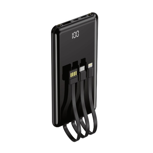 Setty PB-WK-101 power bank mit Kabel (microUSB + type-C + lightning) (Schwarz)
