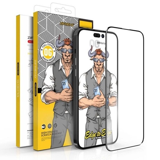 Samsung Galaxy A35 OX Warrior Mr. Gentleman big arc strapazierfähig Panzerglas Transparent Schwarz Rahmen