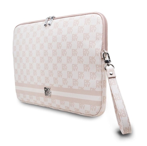 DKNY PU Leather Checkered Pattern and Stripe Laptop Hülle 13" - 14" (Rosa - DKCS14PVSHLP)