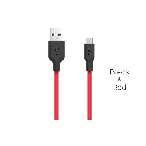 Hoco X21 microUSB Kabel (strapazierfähig), 2A, Silikon, 1m, schwarz/ rot