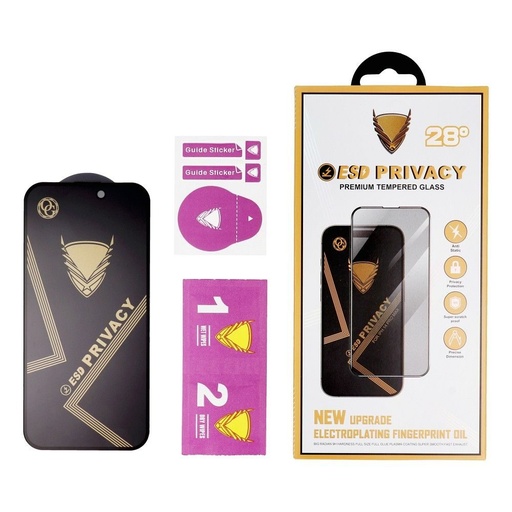 Apple iPhone 13Pro / iPhone 14 OG Premium Privacy Panzerglas (Schwarz)