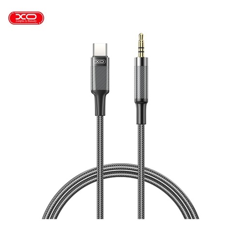 XO NB-R279B audio Kabel Type-C - 3,5 mm Brushed Transparent (Schwarz)