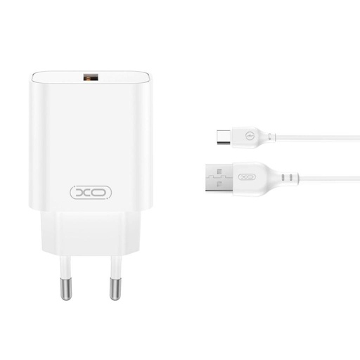 XO CE33(EU) Netz- Schnellladegerät + Type-C Kabel (Weiß) - 18W, QC3.0, NB103 Set
