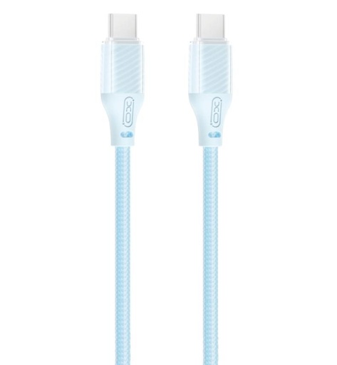 XO NB-Q291B Type-C-Type-C Datenkabel (Blau) - 60W, gewebt Beschichtung, transparent Gehäuse