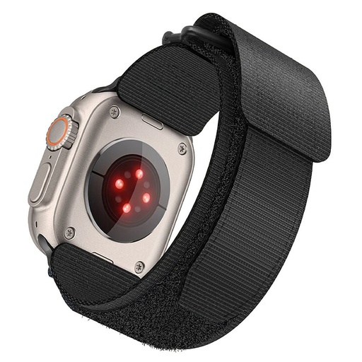Forcell F-Design FA05 nylon mit Klettverschluss Riemen Apple Watch 42 / 44 / 45 / 49 mm (Schwarz)