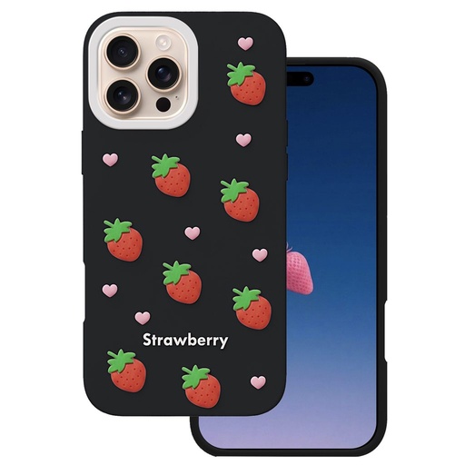 Apple iPhone 16 Pro Strawberry Backcover (Schwarz)