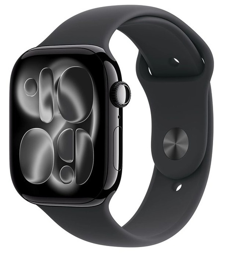 Apple Watch 11 42mm Aluminium Jet Schwarz with Schwarz Sport Band M/L MEQU4