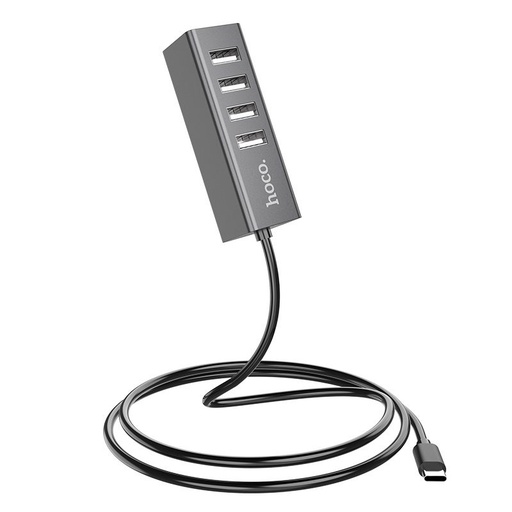 Hoco HB1 HUB, USB-C - 4 USB, metallgrau