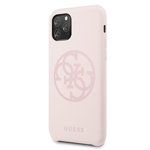 Apple iPhone 11 Pro Guess Silicone 4G Tone On Tone Hülle (Hell rosa) - GUHCN58LS4GLP