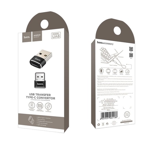 Hoco UA6 Adapter (USB, type-C), schwarz
