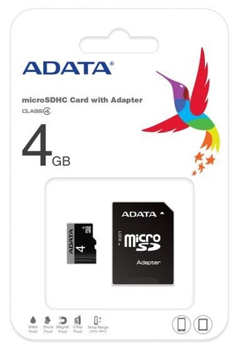 ADATA microSDHC + adapter 4GB class4 Speicherkarte