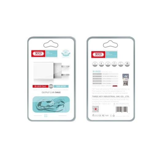 XO L65 2.4A Ladegerät (Weiß) – doppelt USB Anschluss, micro USB mit Kabel