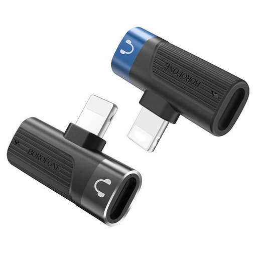 Borofone BV14 lightning adapter, Dual Lightning digital audio konverter, schwarz