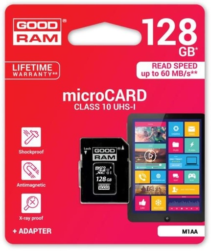 Goodram microSDHC + adapter 128GB class10 Speicherkarte M1AA-1280R11
