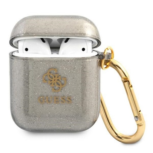 AirPods 1/2 Guess 4G TPU Glitter Hülle (Schwarz) - GUA2UCG4GK