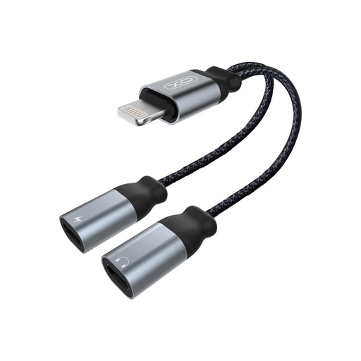 XO NBR160A Lightning audio adapter (Schwarz) – doppelt Lightning Anschluss mit Mikrofon