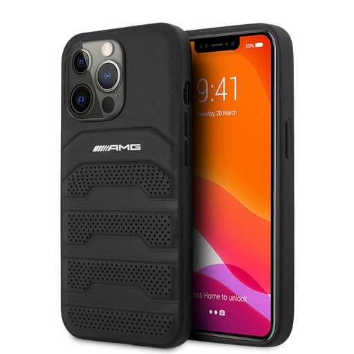 Apple iPhone 13 Pro AMG Leder Backcover (Schwarz) - AMHCP13LGSEBK