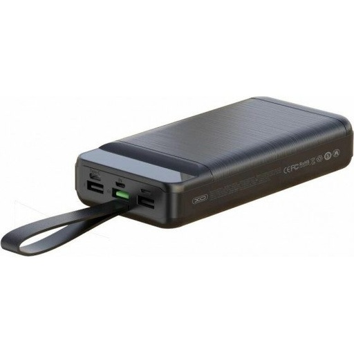 XO PR157 power bank 40000 mAh (Schwarz) – Schnellladen PD 20W + QC 22.5W, mit Beleuchtung, 3 Eingang, 3 Ausgang