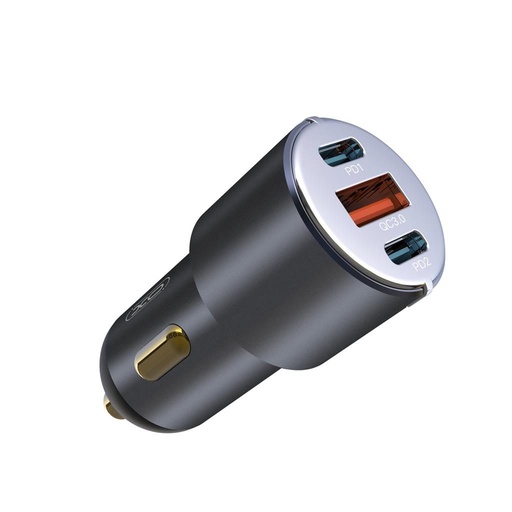 XO CC45 Auto- Schnellladegerät 2 PD + QC 3.0 mit Anschluss lightning mit Kabel, schwarz-weiß