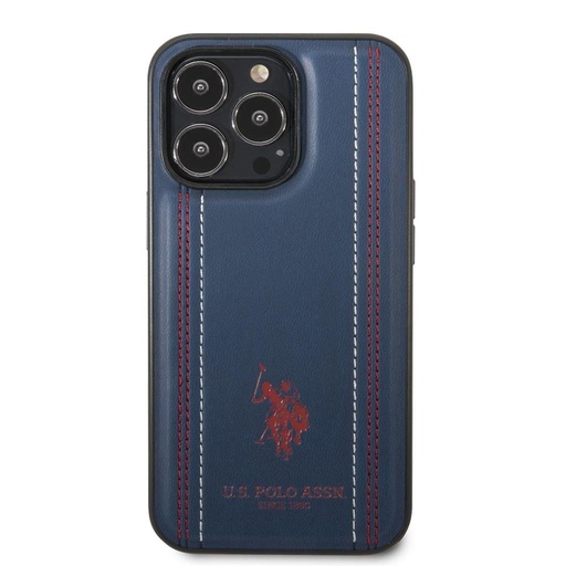 Apple iPhone 14 Pro U.S. Polo Stitched Lines Backcover (Blau) - USHCP14LPFAV