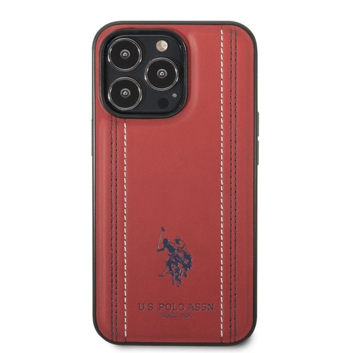 Apple iPhone 14 Pro U.S. Polo Stitched Lines Backcover (Rot) - USHCP14LPFAR