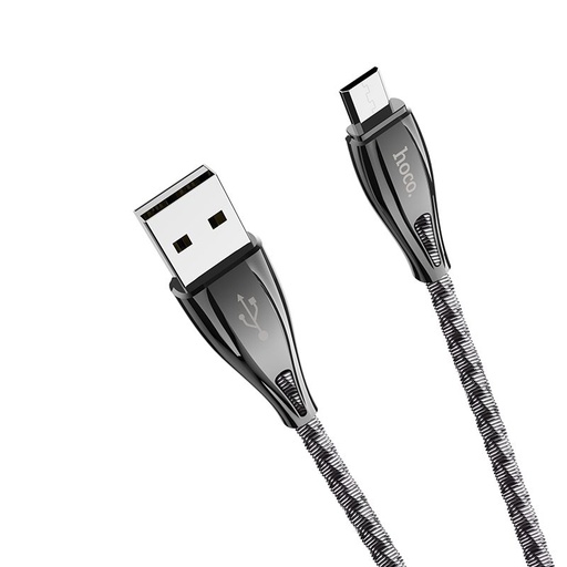 Hoco U56 microUSB Kabel, strapazierfähig, rostfrei Stahl, Zink Legierung, 1,2m, 2,4A, metallgrau